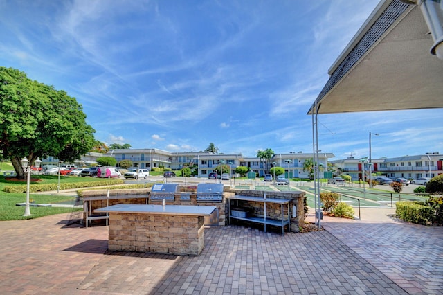 view of patio / terrace featuring area for grilling and an outdoor kitchen