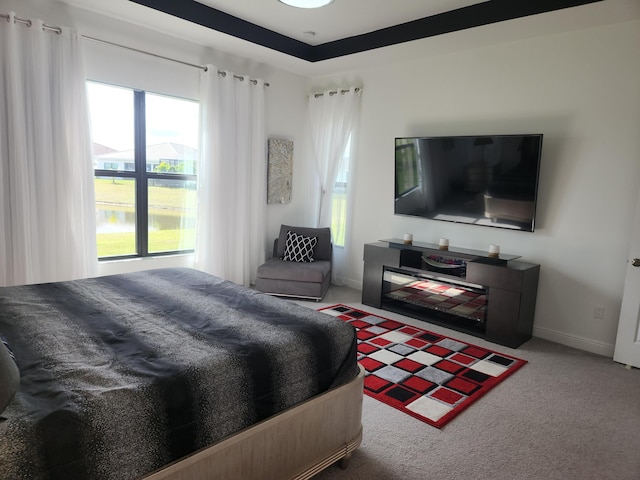 bedroom with baseboards and carpet flooring