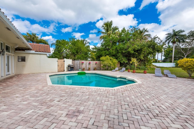 view of pool featuring a patio