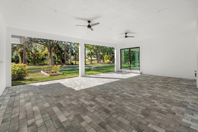 view of patio with ceiling fan