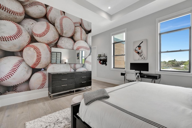 bedroom featuring light hardwood / wood-style flooring