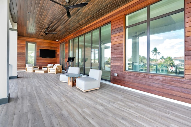 deck featuring ceiling fan