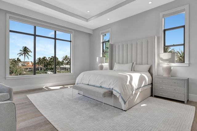 bedroom with light wood-type flooring