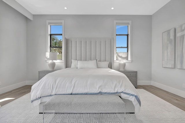 bedroom featuring light wood-type flooring