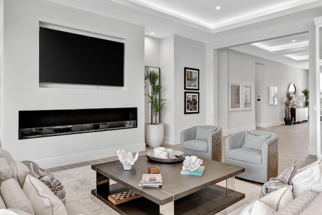 living room featuring light wood-type flooring