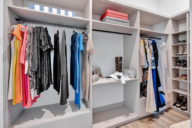 walk in closet featuring light hardwood / wood-style floors