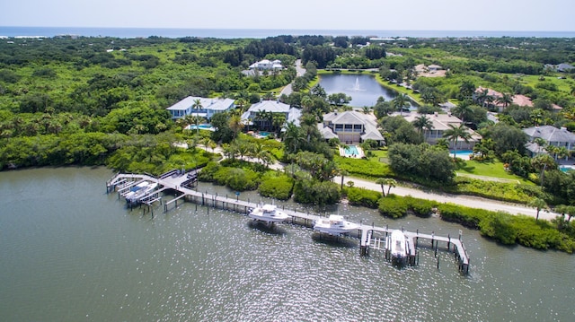 bird's eye view featuring a water view