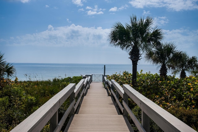 view of dock featuring a water view