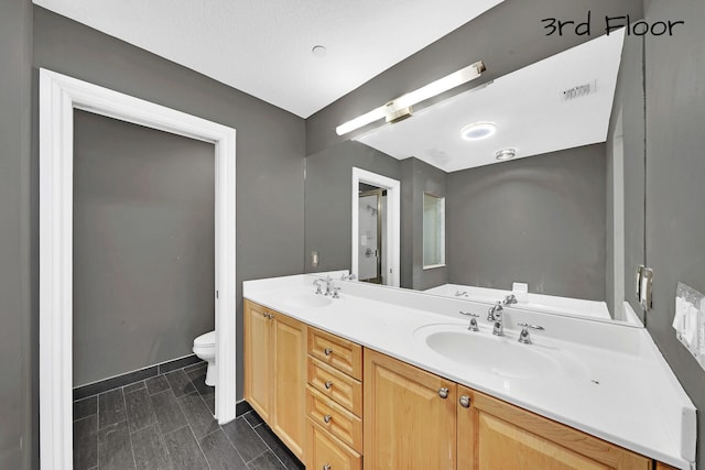 bathroom with toilet and vanity