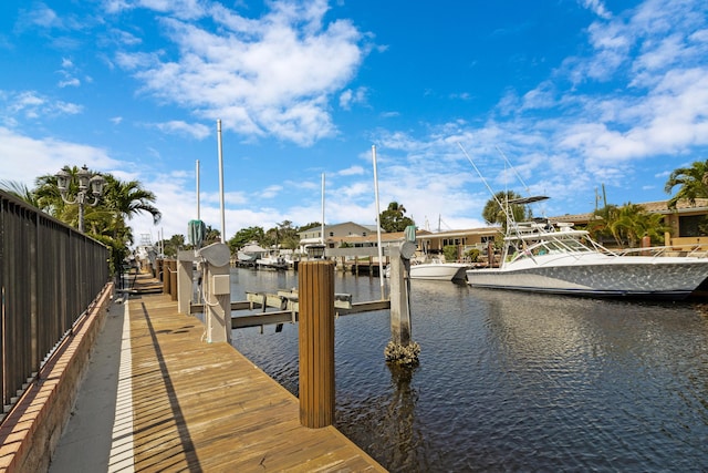 dock area featuring a water view and boat lift