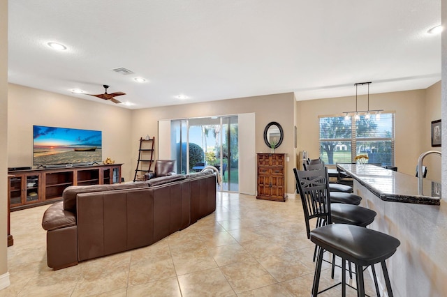11606 Ponywalk Trl, Boynton Beach, FL 33473 - living room with visible vents, recessed lighting, baseboards, and a wealth of natural light