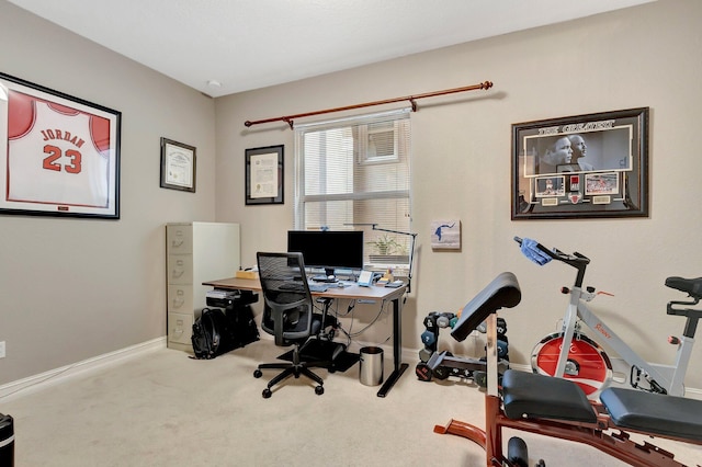 view of carpeted home office