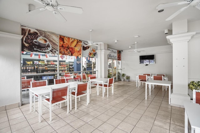 view of tiled dining room