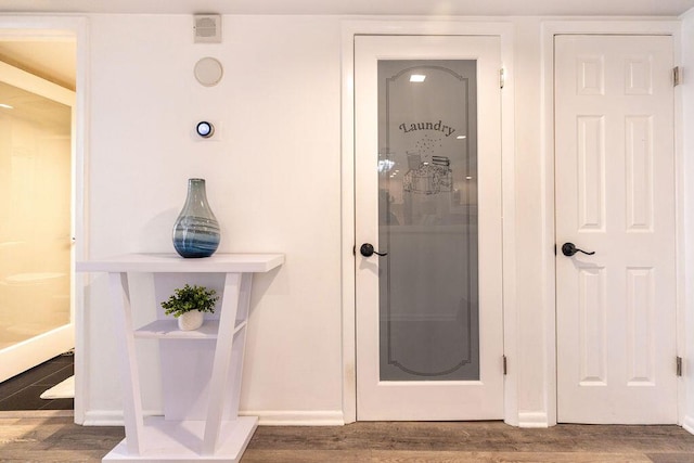 bathroom featuring hardwood / wood-style flooring