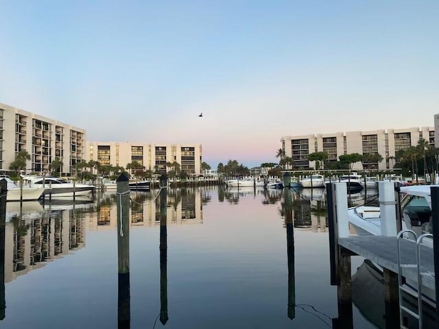 property view of water with a boat dock