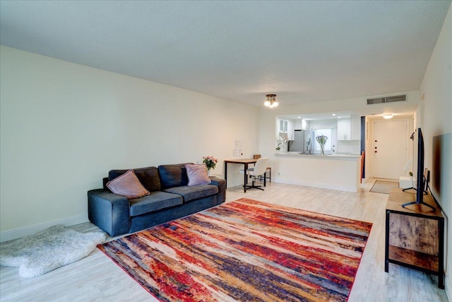 living room featuring light hardwood / wood-style flooring