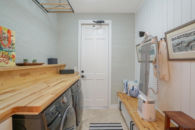 washroom with light tile patterned flooring