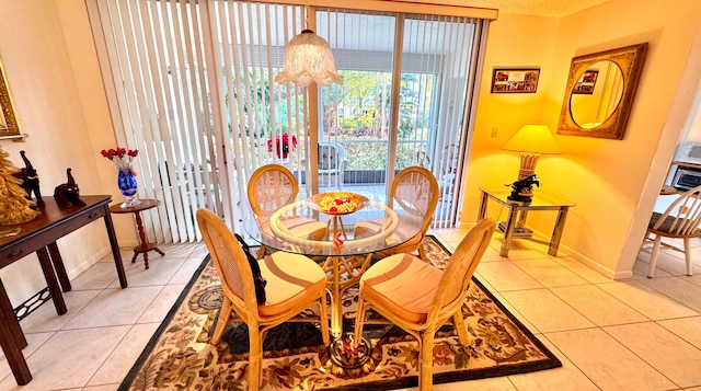 view of tiled dining space