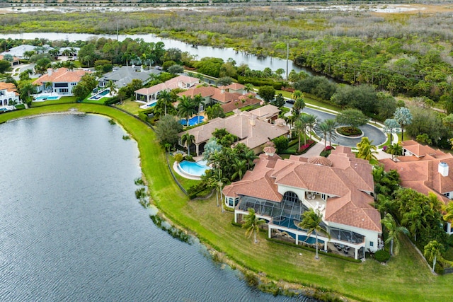 bird's eye view featuring a water view