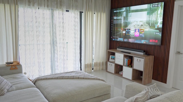 home theater room with plenty of natural light