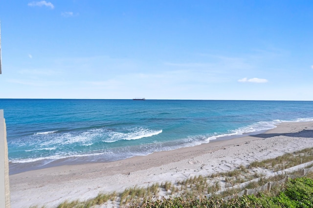 view of water feature featuring a beach view