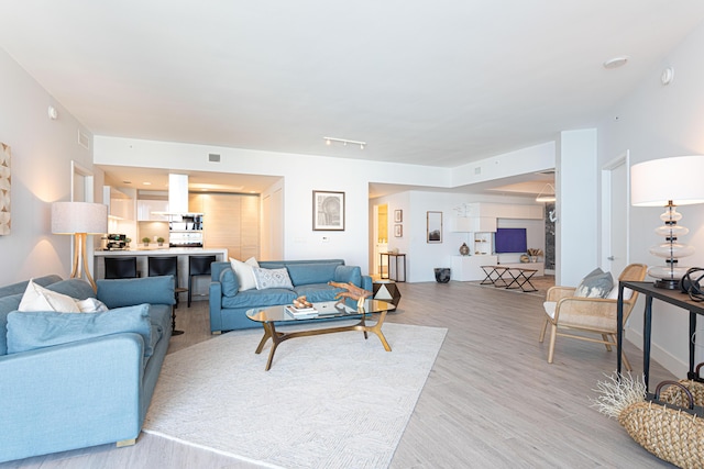 living room featuring light hardwood / wood-style floors