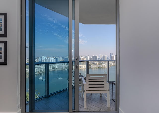 balcony with a water view