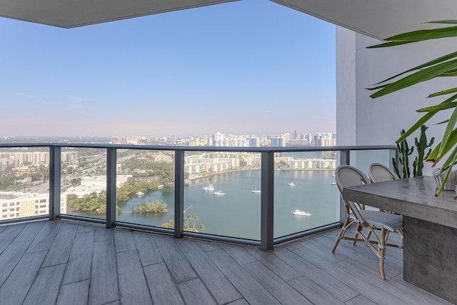 balcony with a water view