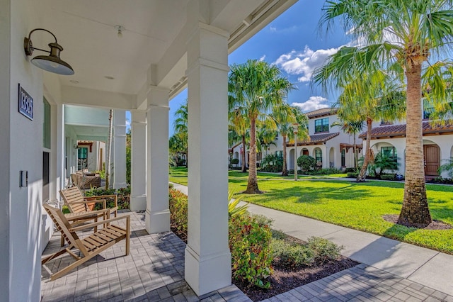 view of patio featuring covered porch