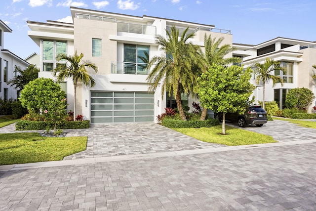 contemporary home with a garage