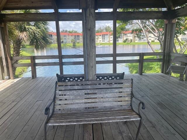 deck with a water view