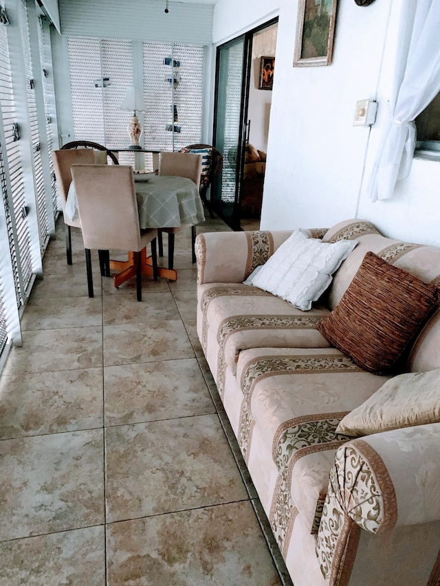 living room featuring tile patterned floors