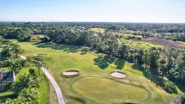 drone / aerial view with view of golf course