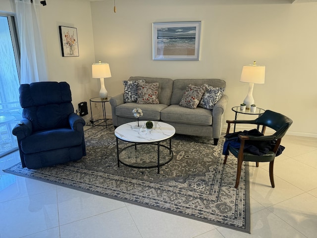 view of tiled living room