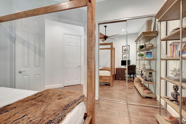 bedroom featuring light wood-type flooring