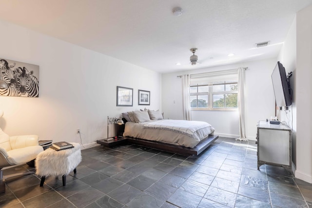 bedroom featuring ceiling fan