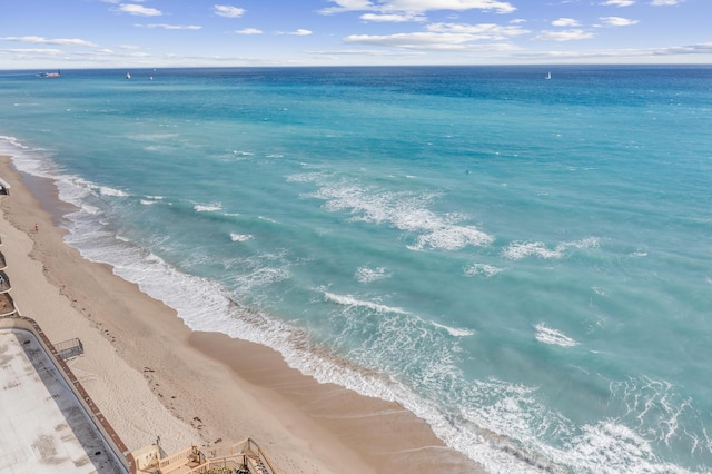 view of water feature with a view of the beach