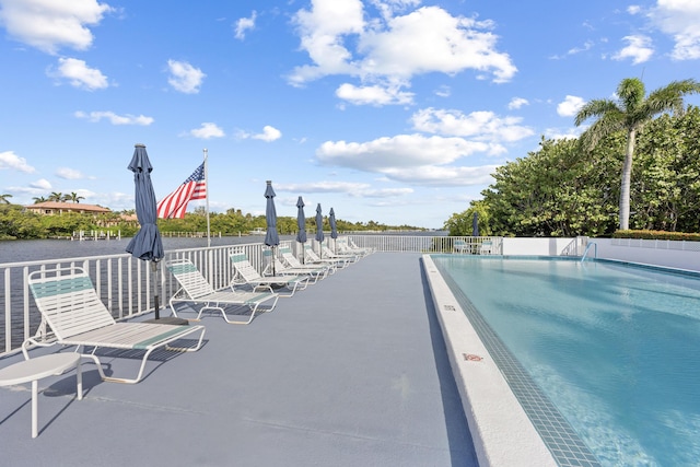 view of pool featuring a patio area