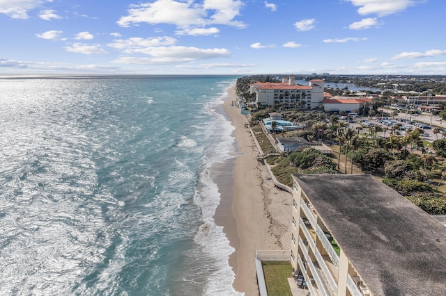 property view of water featuring a view of the beach