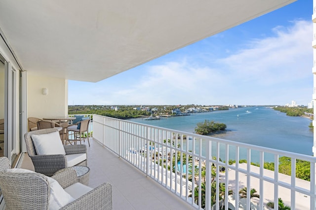 balcony with a water view