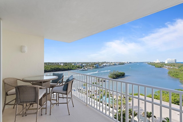 balcony with a water view