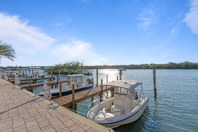 dock area featuring a water view