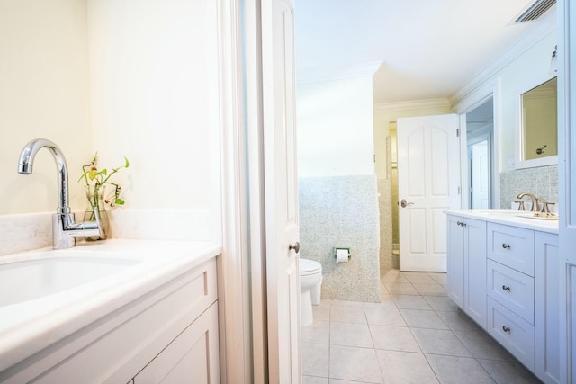 2897 SE Saint Lucie Blvd, Stuart, FL 34997 - bathroom featuring a sink, toilet, tile patterned floors, two vanities, and visible vents