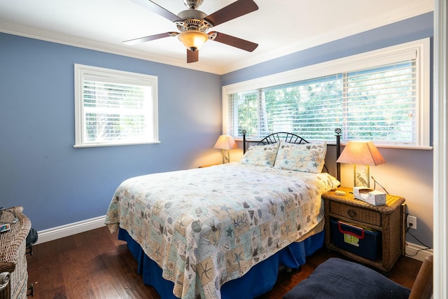 2897 SE Saint Lucie Blvd, Stuart, FL 34997 - bedroom featuring baseboards, multiple windows, ornamental molding, and wood finished floors