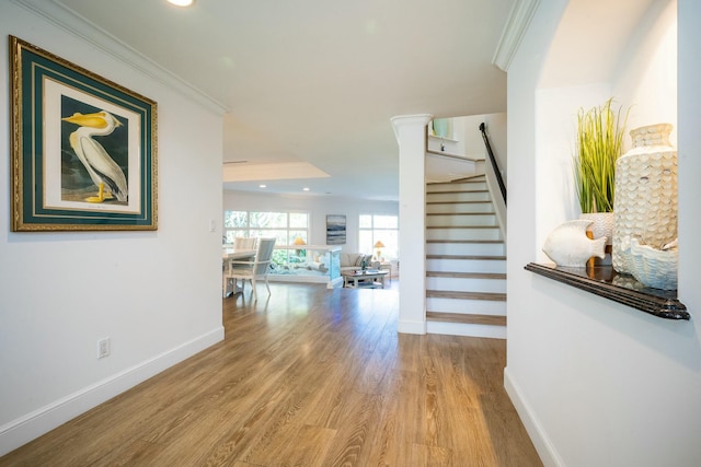 2897 SE Saint Lucie Blvd, Stuart, FL 34997 - interior space with baseboards, ornamental molding, wood finished floors, and recessed lighting