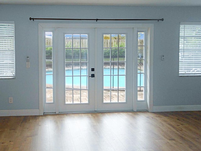 entryway with hardwood / wood-style flooring and plenty of natural light