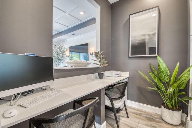 office space featuring light wood-type flooring