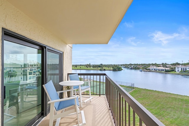 balcony with a water view