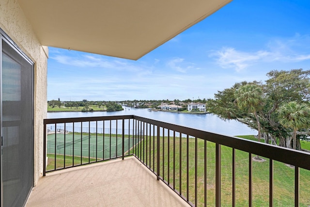 balcony with a water view