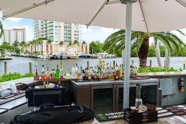 bar with a water view